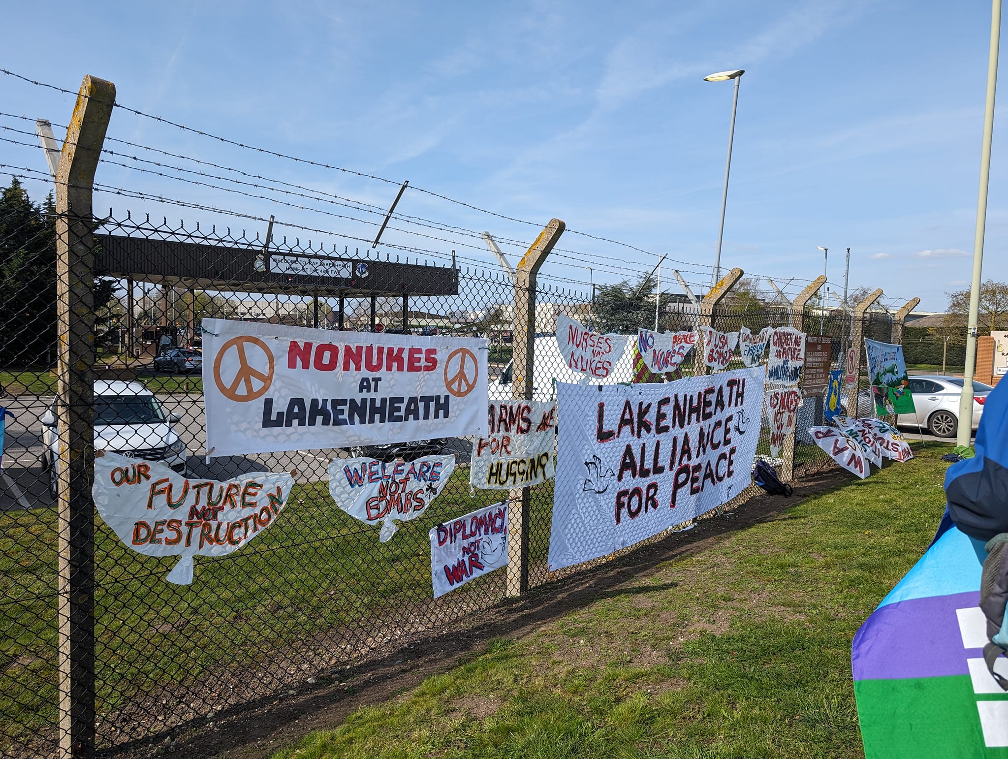 200 protesters gather at Lakenheath USA Air Force Base in East Anglia